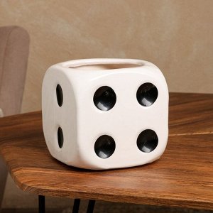 Горшок для цветов "Кубик", черный, белый, керамика, без поддона, d=15 см, 2.2 л, 1 сорт, Иран