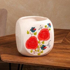 Горшок для цветов "Розы", с узором, разноцветный, керамика, без поддона, 4.5 л, 1 сорт, Иран