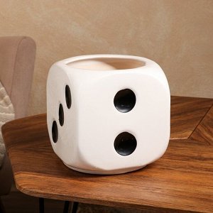 Горшок для цветов "Кубик", черный, белый, керамика, без поддона, d=20 см, 7 л, 1 сорт, Иран