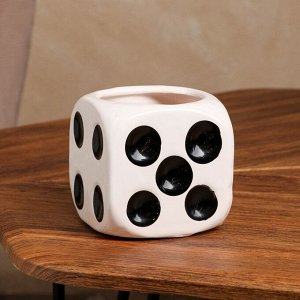 Кашпо "Кубик", черный, белое, керамика, h=10 см, 0.6 л, 1 сорт, Иран