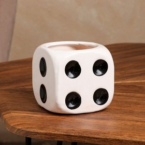 Кашпо "Кубик", черный, белое, керамика, h=10 см, 0.6 л, 1 сорт, Иран