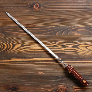 Шампур с деревянной ручкой "Пенек" металл - 3 мм, ширина - 12 мм, рабочая длина - 40 см