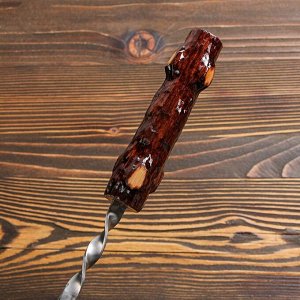 Шампур с деревянной ручкой "Пенек" металл - 3 мм, ширина - 12 мм, рабочая длина - 50 см