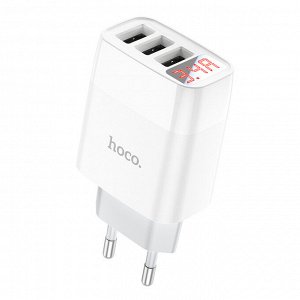 NEW ! Сетевое зарядное устройство HOCO C93A Easy 3*USB, 3.4A, с дисплеем, с кабелем