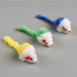 Игрушка для кошек "Малая мышь двухцветная", 5 см, фасовка 60 шт, микс цветов