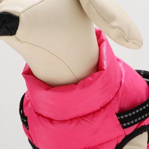 Куртка для собак со шлейкой, размер 18 (ДС 40 см, ОГ 50 см, ОШ 38 см), розовая