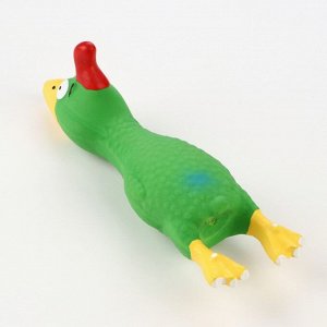 Игрушка пищащая для собак из латекса "Петух", 18 см, зелёная