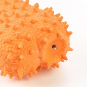 Пижон Игрушка пищащая для собак из латекса &quot;Кость изогнутая&quot;, 14 см, оранжевая