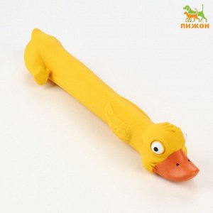 Игрушка пищащая для собак из латекса "Утка", 27 см, жёлтая