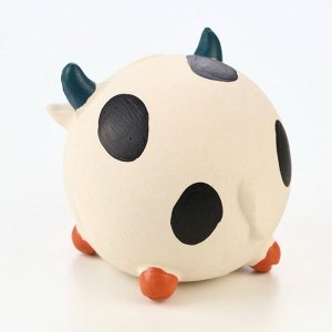 Игрушка пищащая для собак из латекса "Корова-Мяч", 8 см, белая
