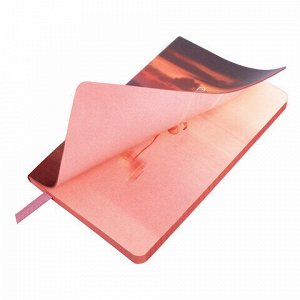 Блокнот МАЛЫЙ ФОРМАТ (100х150 мм) А6, BRAUBERG VISTA "Flamingo", под кожу, гибкий, тиснение фольга, 80 л., 112099