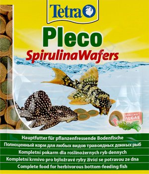 Tetra Pleco Spirulina Wafers 15 гр. корм для крупных растительноядных донных рыб