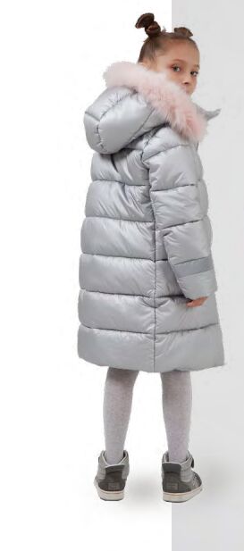 Пальто зимнее для девочки, цвет серебристый