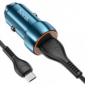 Автомобильное зарядное устройство Hoco “Shield” QC3.0 18W+ MicroUSB кабель