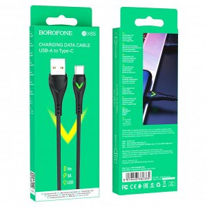 USB кабель Borofone "Bright" LED MicroUSB / 2.4A, 1 м