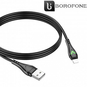 USB кабель Borofone &quot;Bright&quot; LED For Lightning 2.4A, 1 м