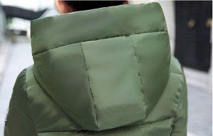 Женская стеганая куртка с капюшоном и карманы на замке, цвет зеленый