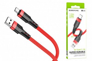 USB кабель Borofone &quot;Super Durable&quot; Type-C D6 мм 3A, 1,2 м