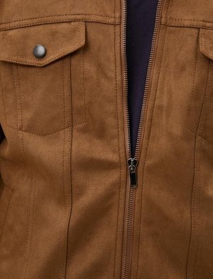 KOTON Замшевое пальто с классическим воротником и двойным карманом