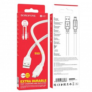 USB кабель Borofone "Goodway" For Lightning / D6 мм 2.4A, 1 м