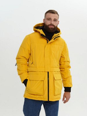 HERMZI. Качественная стильная мужская зимняя куртка с капюшоном. Удобная, теплая, непродуваемая, до -30 мороза, цвет желтый