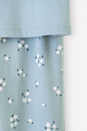 Пижама для девочки КБ 2789 пыльно-голубой, ромашки