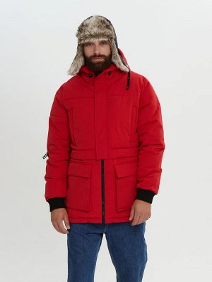 HERMZI. Качественная стильная мужская зимняя куртка с капюшоном. Удобная, теплая, непродуваемая, до -30 мороза, цвет красный