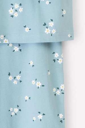 Пижама для девочки КБ 2780 пыльно-голубой, ромашки