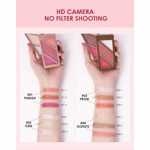 Румяна O.TWO.O Blush Palette 3 in 1 № 4