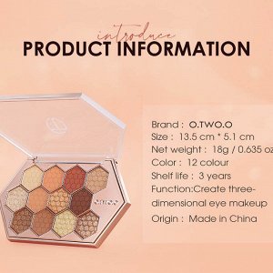 Тени для век O.TWO.O Color And Texture Of Eye Makeup 12 цветов № 2 18 g