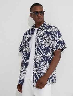 Рубашка с коротким рукавом и принтом пальмовых листьев