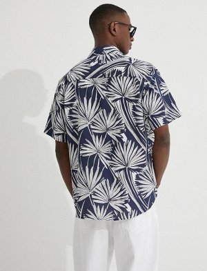 Рубашка с коротким рукавом и принтом пальмовых листьев