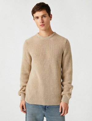 KOTON Трикотажный свитер с круглым вырезом и содержанием шерсти