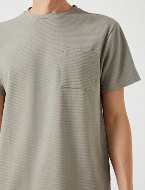 KOTON Жаккардовая базовая футболка с карманами