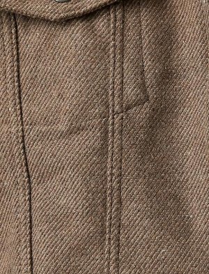 Пальто-каше с меховым воротником из шерпы