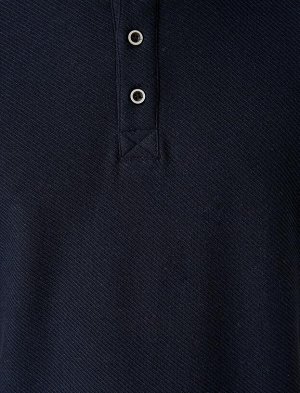 KOTON Вафельная футболка с воротником на пуговицах