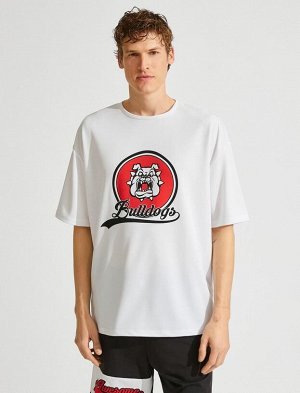 Спортивная футболка с круглым вырезом и баскетбольным принтом