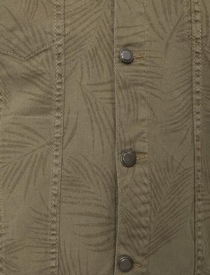 Пальто с металлическими пуговицами и узором в виде листьев с карманами