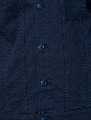 Джинсовая куртка с карманом и пуговицами из хлопка с рисунком