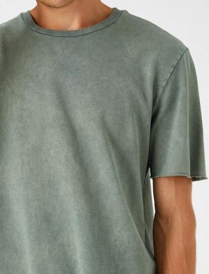 KOTON Базовая футболка с круглым вырезом и разрезом Подробно
