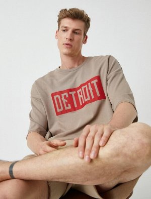 KOTON Хлопковая футболка с принтом Detroit