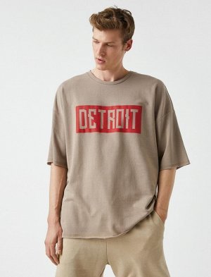 KOTON Хлопковая футболка с принтом Detroit