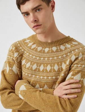 KOTON Шерстяной жаккардовый свитер с рукавами реглан