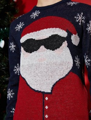 Хлопковый новогодний свитер с круглым вырезом