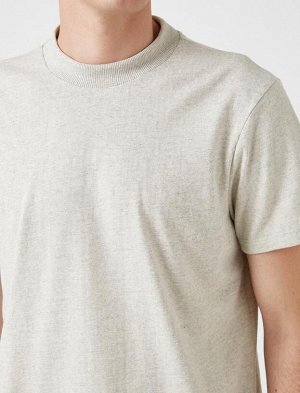 KOTON Хлопковая футболка-стойка с коротким рукавом