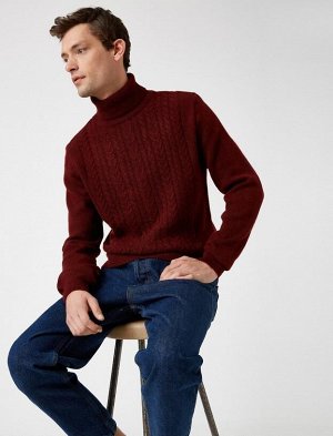 Вязаный вязаный свитер с высоким воротником