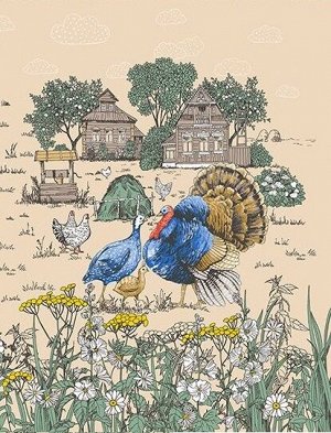 " Полотенце рогожка кухонное "Деревенька" 3 47*61