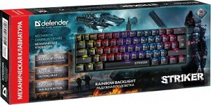 Клавиатура Кл-ра проводная игровая Striker GK-380L RU (черн.), USB, 61кл, радужная подсветка, мех, box-20 45380