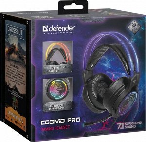 Гарнитура Гарнитура стерео Def Cosmo Pro (черн.), игровая, объемный 7.1 звук, RGB, 2.1m, box-10 64536