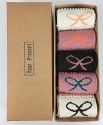 Набор женских теплых носков в коробке (5 шт), принт &quot;Бантики&quot;